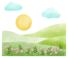 summer landscape with flowers