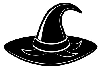 Witch hat, Witch hat icon vector, Halloween witch hat black silhouette 
