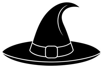 Witch hat, Witch hat icon vector, Halloween witch hat black silhouette 
