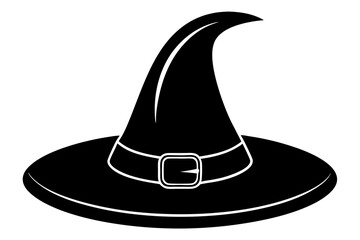 Witch hat, Witch hat icon vector, Halloween witch hat black silhouette 
