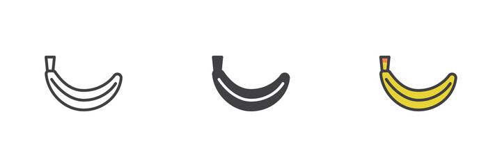 Banana different style icon set