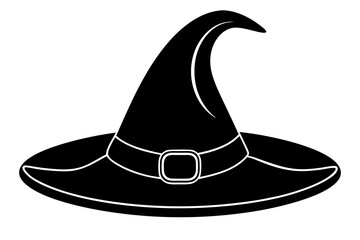 Witch hat, Witch hat icon vector, Halloween witch hat black silhouette 
