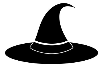 Witch hat, Witch hat icon vector, Halloween witch hat black silhouette 
