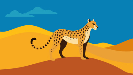 Cheetah in dunes Vector Illustration 