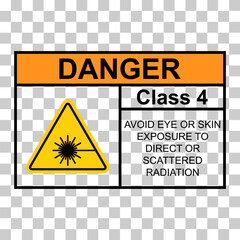 Laser radiation danger class 4 label icon, safety information symbol vector illustration