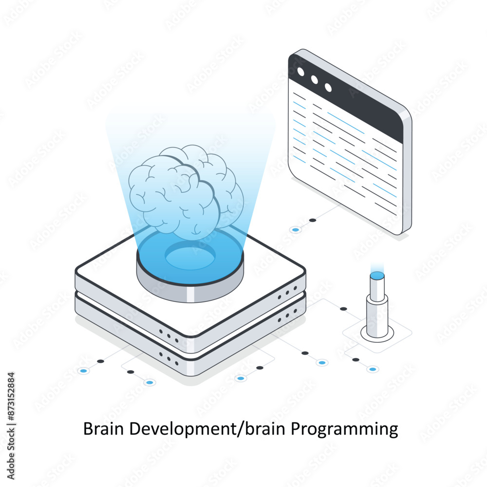 Poster brain development/brain programming isometric stock illustration. eps file stock illustration