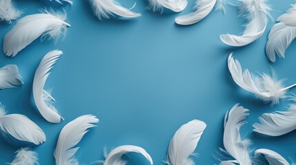 Naklejka premium White plumes surrounding with room for text on a blue backdrop