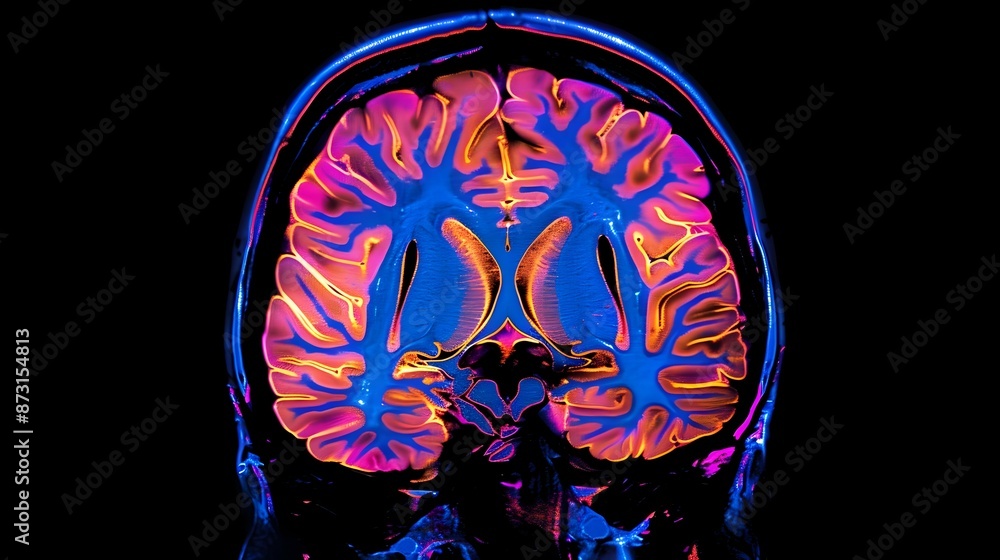 Poster detailed brain mri scan highlighting rem sleep neural activity and neurological imaging