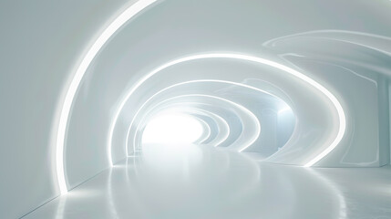 Obraz premium White curve extremely simple wind luminous indoor sci-fi space channel
