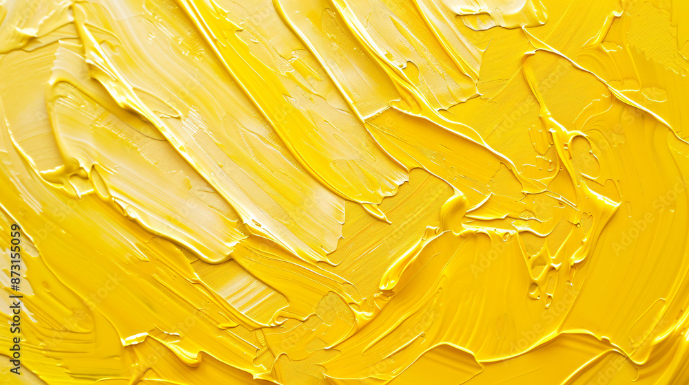 Poster yellow oil paint background or texture with copy space, closeup. abstract backdrop for design and pr