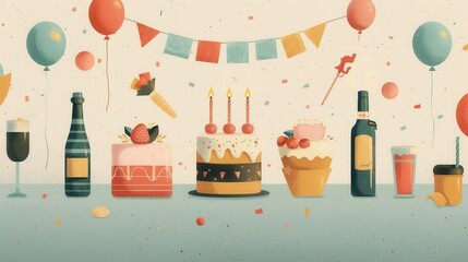 Design a nostalgic birthday card with a vintage aesthetic Use retro illustrations, typography, and textures to evoke a sense of charm and sentimentality