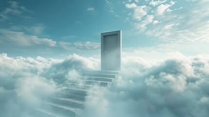 stairway and door in the clouds / the age of generative ai 
