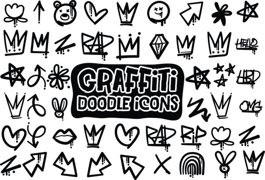 Graffiti Doodle Hand-Drawn Art: Bold and Creative Urban Illustrations for Unique Design Projects