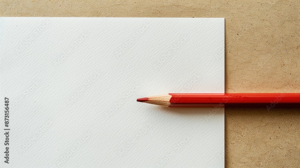 Poster empty paper and pencil for drawing and graphic design with space for text