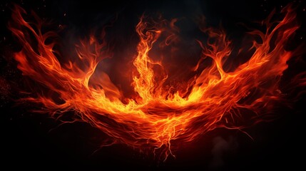 Vivid depiction of a fiery explosion resembling wings