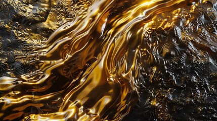 Liquid Gold Elegance: Abstract Patterns and Light Reflections