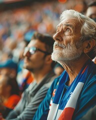 Obraz premium Concerned French Football Fans Watching Live Match