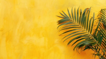 Yellow Cement Wall Background for Business and Cosmetic Products Presentation Minimally Tropical Beach Theme for Online Shops