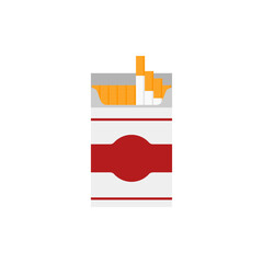 cigarettes pack flat design vector illustration isolated on white background. Open cigarettes pack box flat. smoke problem concept, narcotic, product, production, tobacco, cigarette symbol. © adnanroesdi