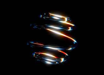 Spring or spiral glass abstract geometry 3D. 3D illustration render.