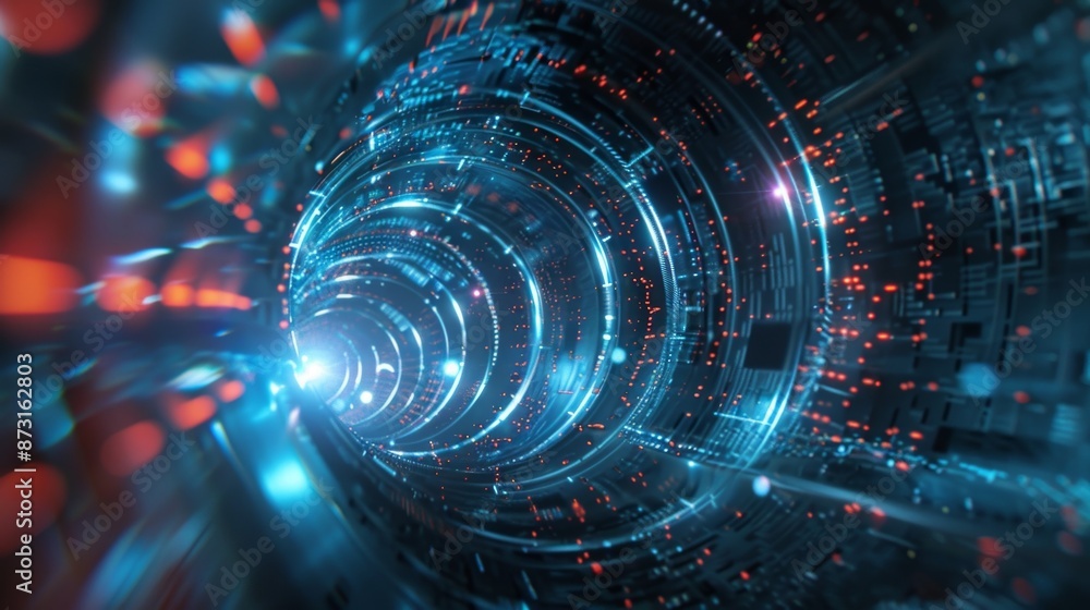 Poster an underground laboratory where scientists are studying the intricate architecture of spacetime at t