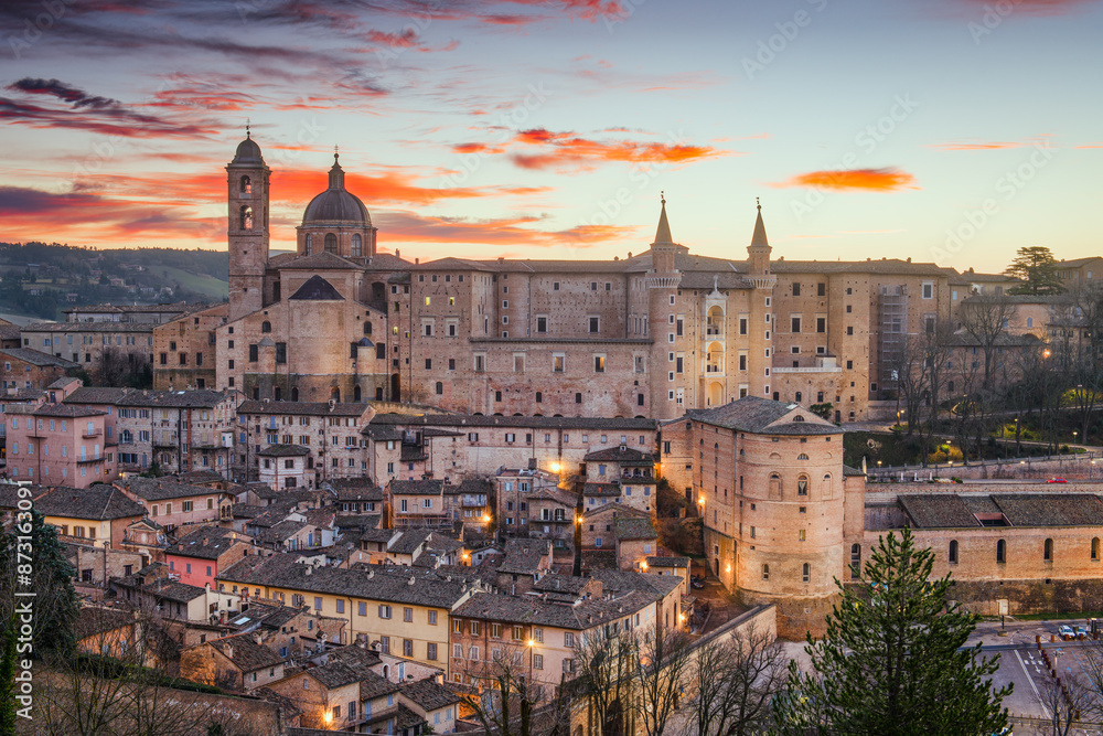 Wall mural Urbino, Italy medieval walled city in the Marche