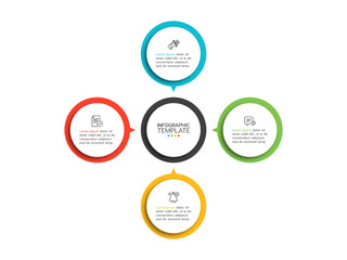 Circular scheme with 4 option or elements. Concept of cyclic business process with 4 stages. Minimal infographic design template. Modern flat vector illustration for data visualization.