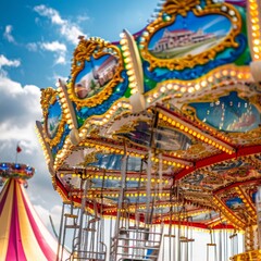 End of Season Discount Extravaganza, Featuring Travel Peak Season, Holiday Vibes, Summer Vacation, Outdoor Fun at Amusement Park, Joyful Atmosphere, High-Resolution AI-Generated Background