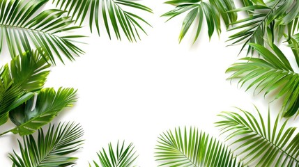 Palm Leaf Frame on White Background for Trendy Tropical Theme