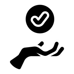 hand with round circle check mark sign glyph icon