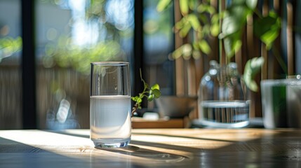 Water filter placed on table