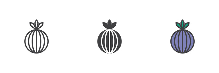 Onion bulb different style icon set