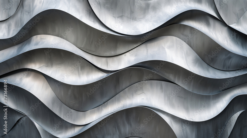 Poster 3d render of abstract background with grey wall texture, made from curved lines and wavy shapes.