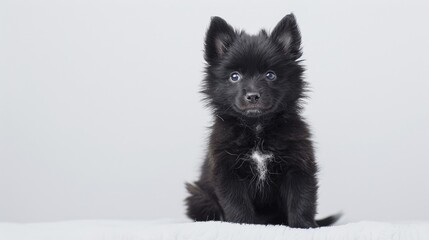 Obraz premium Six month old German Spitz puppy against white backdrop