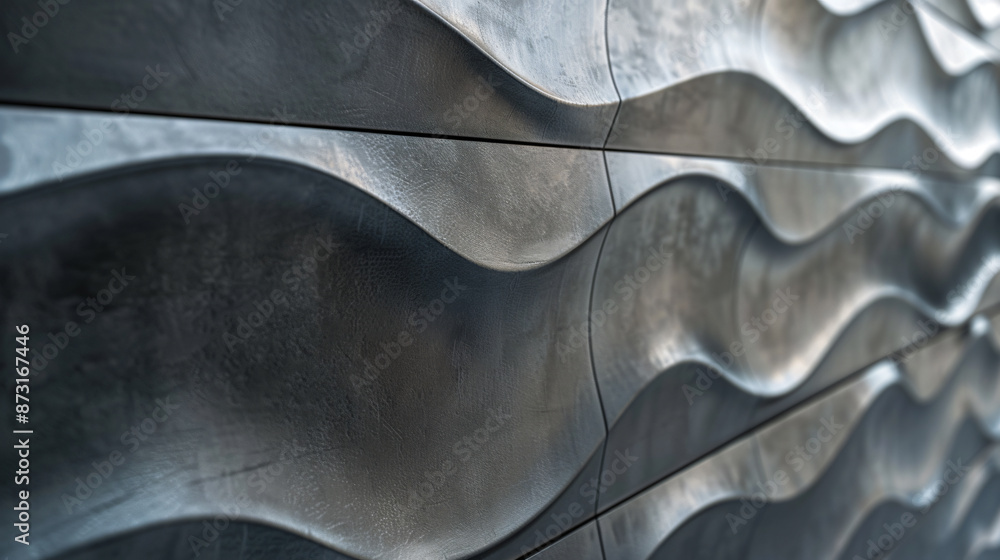 Poster 3d render of abstract background with grey wall texture, made from curved lines and wavy shapes.