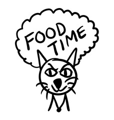 cat food time illustration vecto silhouette