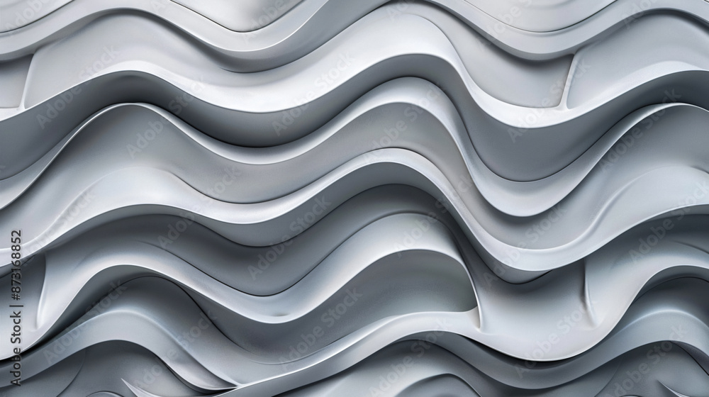 Poster 3d render of abstract background with grey wall texture, made from curved lines and wavy shapes.
