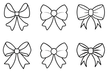 Ribbon Bow Line Art Iconic Ribbon Silhouette