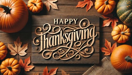 Thanksgiving Sign with Autumn Decorations