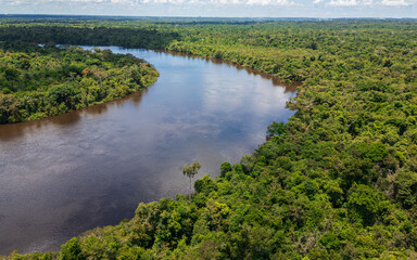 Evapotranspiration of the forests surrounded by the Nanay River, landscapes of the Nanay River,...