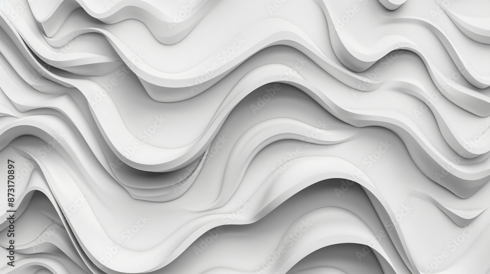 Poster 3d render of abstract background with grey wall texture, made from curved lines and wavy shapes.