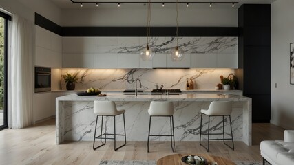 minimalist modern kitchen with sleek white