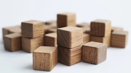 Wooden business concept blocks on white background