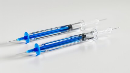 Fototapeta premium Clinical Medical Syringes with Clear Liquid Isolated