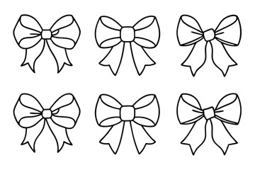 Ribbon Bow Line Art Vintage Inspired Ribbon