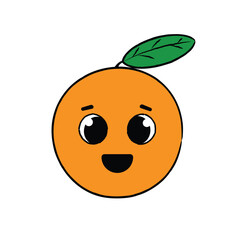 Charming vintage orange character doodle, hand-drawn with intricate details. Perfect for retro designs, organic product packaging, and artistic projects. Unique and high-quality illustration