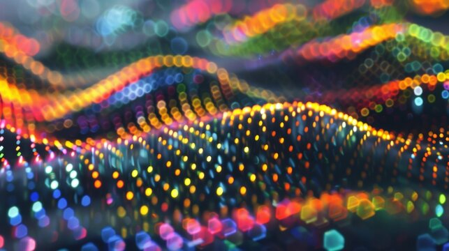 A closeup of the display revealing the intricate arrangement of quantum dots.