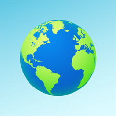 Planet earth or world globe with oceans and water flat vector color icon for apps and websites