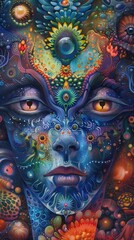 Vibrant Abstract Surrealism Artwork with Cosmic and Psychedelic Elements