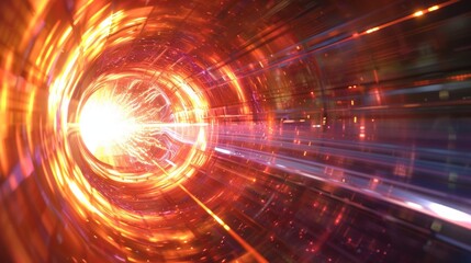 Obraz premium Inside the accelerator particles collide headon producing a dazzling wave of light and heat.